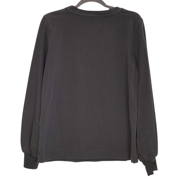 Karl Lagerfeld Sweater Blouse Crochet Neckline Long Sleeve Black Womens Small - Picture 2 of 5